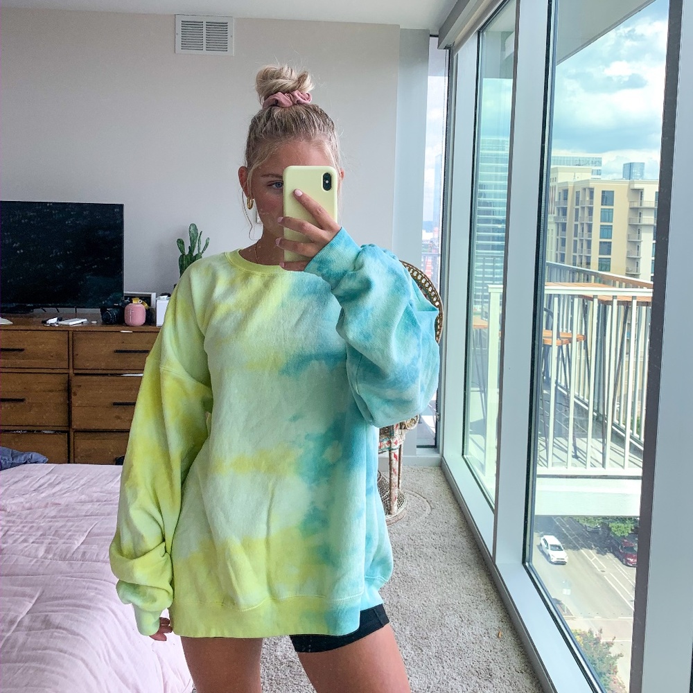 hand-dyed crew neck jacket